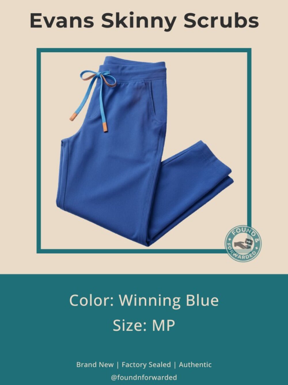 NWT FIGS Evans Skinny Scrub Pants Winning Blue Medium Petite